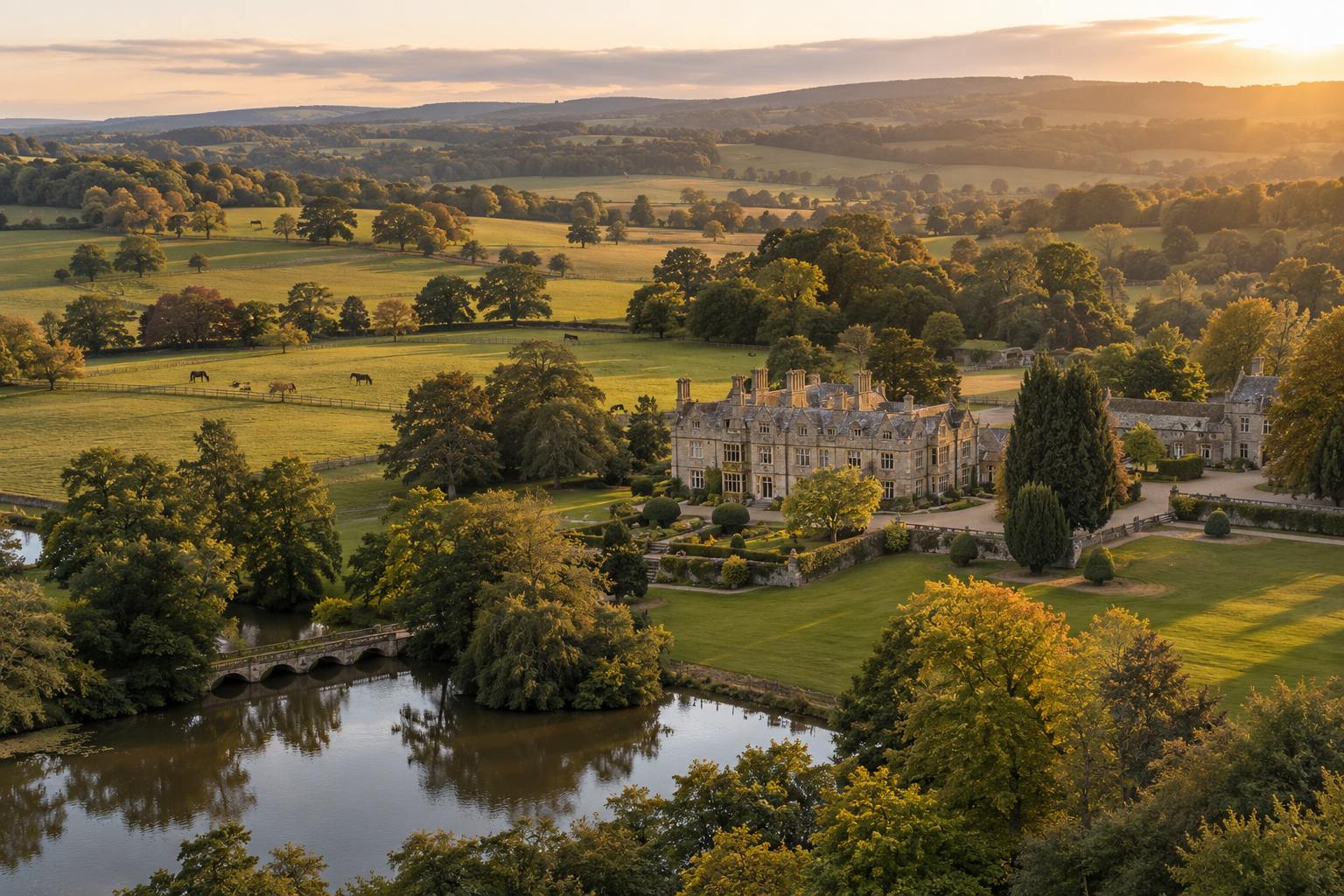 Illustrative English country estate and parkland.